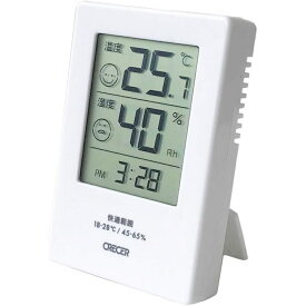クレセル デジタル時計付き温湿度計 facy CR-2600 W ホワイト【ポスト投函配送 クロネコゆうパケット】