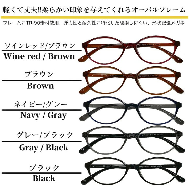 楽天市場 度付きメガネ 送料無料 オーバル フレーム 流行 近視 遠視 乱視 老眼 軽量 形状記憶 度あり 度なし 伊達 だて 度入り オシャレ 可愛い かっこいい メンズ レディース 男性 女性 安い くらしのメガネ