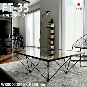 【ルネセイコウ】ガラステーブル FT-35 W800×D800×H350mm ブラック 大きい リビングテーブル 大きめ センターテーブル ガラス おしゃれ 強化ガラス タワーシェルフと相性がいい