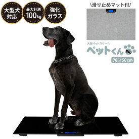 【クーポン配布中】ペット 体重計 犬 大型ペットスケール ペットくんBIG ≪滑り止めマット＆電池付き≫ ペットくん BIG ペット用体重計 ペット君 100g単位 最大100kgまで 大型犬 中型犬 風袋機能 計量 マット付 スケール ぺっとくん デジタル表示 薄型 大型