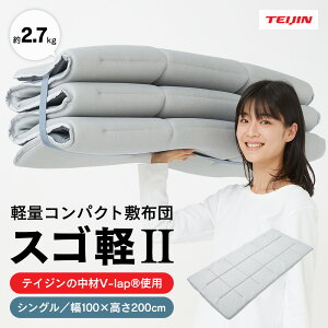 【送料無料&ポイント10倍】テイジン V−Lap 軽量 敷布団 シングル テイジン 軽量コンパクト敷布団 スゴ軽2 リバーシブル teijin 帝人 S 軽量 コンパクト 敷き布団 2.7kg オールシーズン 体圧分散