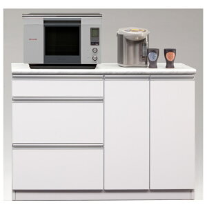 送料無料 I KA カウンター 幅120cm 収納カウンター レンジ置きカウンター 作業台カウンター 大理石調メラミン天板 完成品 国産 大川家具 日本製 ホワイト