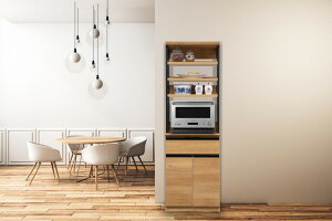 送料無料 I RK キッチン収納 幅60cm ダイニングボード キッチンボード 完成品 レンジ台 完成品 60幅 国産 大川家具 日本製 大型レンジ対応 ナチュラル ブラウン