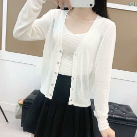 ニットカーディガン サマーカーディガン オフィス ビジネス カジュアル 日焼け防止 エアコン シャツ 冷感 薄手 レディース ショート アウターウェア スリム スカー 夏 ショール