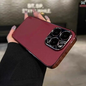 iPhoneケース スマホケース スマホカバー Apple 16 promax スマートフォン ケース ワイン レッドレザー 電気 メッキ iPhone 15 レンズ フィルム 付き ハイ PM 14