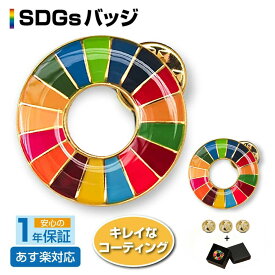 【国連本部公式最新仕様・インボイス対応】1点～50点 SDGs バッジ 個人 業務用 法人 団体 企業 学校 会社 まとめ買い 大量 ピンバッジ SDGsピンバッジ ピン バッチ ピンバッチ 金色 エポ盛り 丸み 正規品 疑似七宝 帽子 袖章 バッグ スーツ 25mm【留め具3個+ギフトボックス】