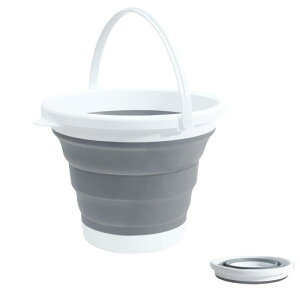 SLEEKSTATION 5L 折りたたみ バケツ 釣り用バケツ コンパクト 収納 水汲み 掃除 洗濯 洗車 防災用 アウトドア グレー