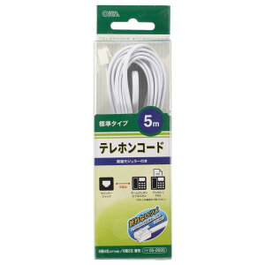 �e���z���R�[�h �W���^�C�v �z���C�g 5m_TEL-C2605W 05-2605 OHM �I�[���d�@