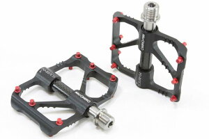 MicrOHERO 超軽量 チタン合金シャフト 3シールドベアリング コンパクトペダル カーボン ロードバイク/マウンテンバイク用 フラットペダル ブラック/レッド