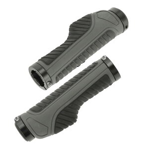 BULLSPANN 1ペア 自転車ハンドルバーグリップ 滑り止め 人間工学設計 自転車グリップ アルミ合金ロック付き ハンドルバーグリップ Eバイク トレッキングバイク MTB用 グレー