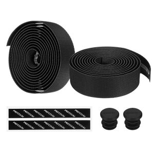 PATIKIL PU EVA自転車ハンドルバーテープ 1ペア自転車バーテープアンチスリップエンドプラグ&粘着バック付きロードサイクリング折りたたみ用 黒