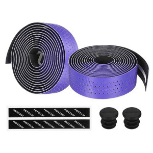 PATIKIL PU EVA自転車ハンドルバーテープ 1ペア 柔らかい自転車バーテープ ロードサイクリング折りたたみ用 エンドプラグと粘着バック付き 紫色
