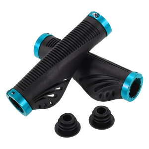 BULLSPANN 1セット 自転車ハンドルバーグリップ 滑り止め 人間工学設計 自転車グリップ ダブルロックオンハンドルバーグリップ Eバイク トレッキングバイク マウンテンバイク用 ブルー