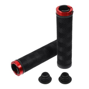 BULLSPANN 1セット 自転車ハンドルバーグリップ 滑り止め 人間工学設計 自転車グリップ ロックオンハンドルバーグリップ Eバイク トレッキングバイク マウンテンバイク用 ブラック レッド
