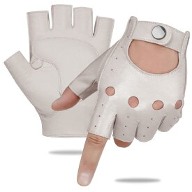 [ジー エス ジー] ドライビンググローブ 半指 指なし革 レザー 手袋 メンズ バイク グローブ 指ぬき ロック 運転 ドライブ ドライバー 肉厚パッド 男性 紳士 プレゼントにお勧め