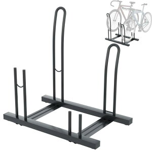 YASICA 自転車スタンド ロードバイク 強風でも倒れない サイクルスタンド 自転車ラック 頑丈 傷つきにくい 整理整頓 組み立て簡単 屋外 クロスバイクなど対応 2台用 82×51.5×76cm (ブラック)