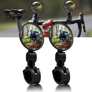 バイクミラー-電動/マウンテンバイク用180°回転可能な凸面バックミラー、バイクミラーハンドルバーマウントにより死角を取り除き、夜間にクリアな反射 bike