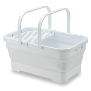 おりたためるバスケット 15L ちょい置きトレー付き I-643 イセトー バケツ ポリバケツ ソフトバスケット たらい トレー付き 折りたたみ 折りたためる 15l つけ置き 掃除 洗車 アウトドア 防災