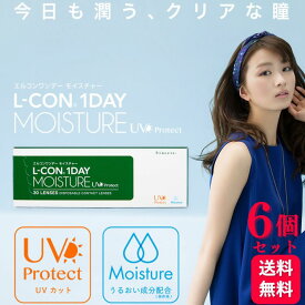 【6箱セット】 エルコンワンデーモイスチャー 30枚入 UVカット 潤い成分配合 エルコン LCON L-CON コンタクトレンズ コンタクト ワンデー 1DAY 低含水率