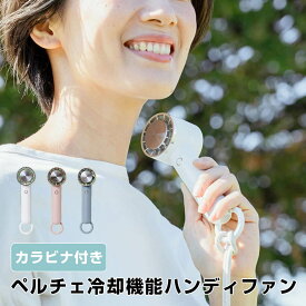 ペルチェ冷却機能ハンディファンカラビナ付き LCAF004LW 扇風機 ミニ ハンディファン 冷却プレート 自立 ネックストラップ 持ち歩き アウトドア デスク コンパクト おしゃれ 小型