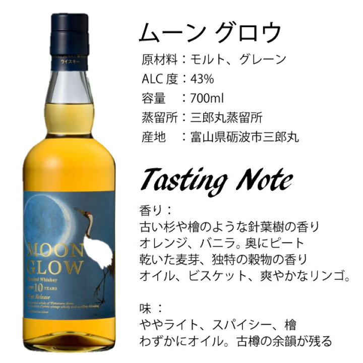 楽天市場】ムーン グロウ 10年 MOON GLOW 若鶴酒造 三郎丸蒸溜所  