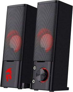 Redragon GS550 PC�Q�[�~���O�X�s�[�J�[ 2.0�`�����l�� �f�X�N�g�b�v�R���s���[�^�[ �T�E���h�o�[ �R���p�N�g�ȑ���\�ȃT�C�Y �w�b�h�z���W���b�N �K�؂ȃ��b�h�o�b�N���C�g USB�d�� 3.5mm�P�[