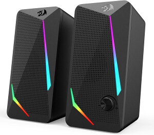 Redragon GS510 RGB�f�X�N�g�b�v�X�s�[�J�[�A2.0�`�����l��PC�R���s���[�^�X�s�[�J�[�A4�̃J���t����LED�o�b�N���C�g���[�h�A�������ꂽ�ቹ�ƊȒP�ȃA�N�Z�X�{�����[���R���g���[���AUSB�d��