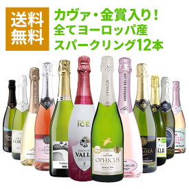 [10%オフセール＋15%オフクーポン配布中！] 2金賞 カヴァ シャンパン製法 オーガニック 入り 辛口 スパークリング ワイン 欧州 12本 セット [常温] イタリア スペイン【 送料無料 】【3～4営業日以内に出荷】 【沖縄・離島配送不可】シャンパーニュ 飲み比べ 詰め合わせ