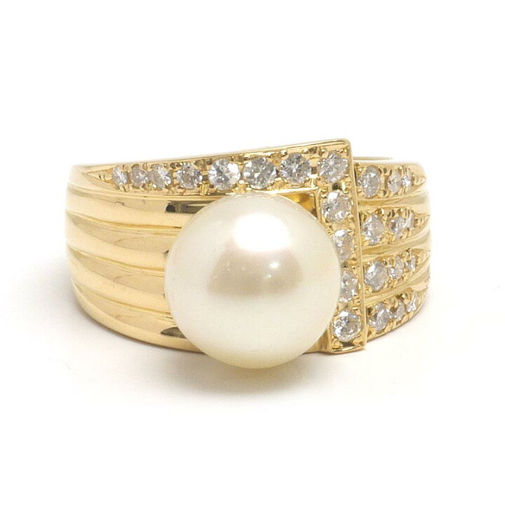 楽天市場】【中古】パールダイヤモンドリング 約10.5号 K18YG・パール  