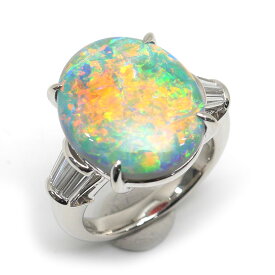 【中古】ブラックオパールリング 約11.5号 PT900・オパール8..83ct・ダイヤ0.55ct 【質屋鑑定品】