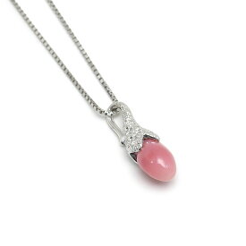 【中古】コンクパールネックレス PT850/PT900 ダイヤ0.09ct コンク天然真珠【質屋鑑定品】