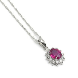 【中古】ルビーダイヤモンドネックレス K18WG・ルビー0.70ct【質屋鑑定品】