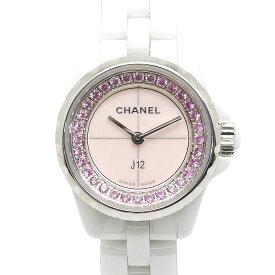 【中古】シャネル CHANEL J12 XS H5512 レディース クオーツ ホワイトセラミック ピンクサファイア 1200本限定【質屋鑑定品】