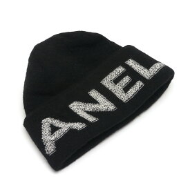 【中古】シャネル CHANEL ロゴニットキャップ ウール カシミヤ ブラック 【質屋鑑定品】
