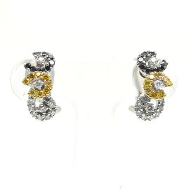 【中古】ダイヤモンドピアス K18WG ダイヤ1.22ct/1.22ct ブラックダイヤ イエローダイヤ【質屋鑑定品】