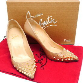 【中古】クリスチャンルブタン Christian Louboutin パンプス ハイヒール ベージュ系 スタッズ サイズ35【質屋鑑定品】