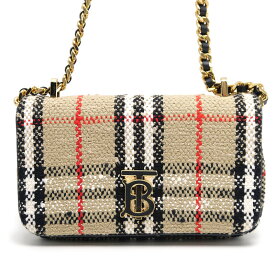【中古】バーバリー BURBERRY ミニローラバッグ 8063083 チェック ベージュ チェーンショルダー【質屋鑑定品】