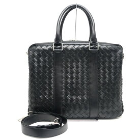 【中古】ボッテガヴェネタ BOTTEGA VENETA ブリーフケース イントレチャート ブラック 書類カバン ビジネスバッグ 【質屋鑑定品】