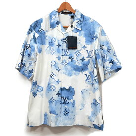 【中古】ルイヴィトン Louis Vuitton エンブロイダリー ウォーターカラーシャツ HLS06WBT0 M スパンコール ブルー【質屋鑑定品】