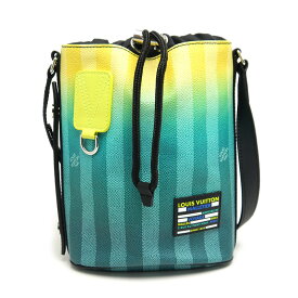 【中古】ルイヴィトン Louis Vuitton LV サック・マラン メッセンジャー M59920 ダミエ・ストライプ イエロー グリーン ショルダーバッグ【質屋鑑定品】