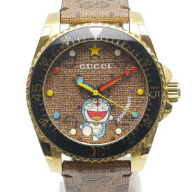 【中古】グッチ GUCCI ドラえもんコラボ ダイブウォッチ メンズ腕時計 クオーツ YA136335 箱・保証書付【質屋鑑定品】