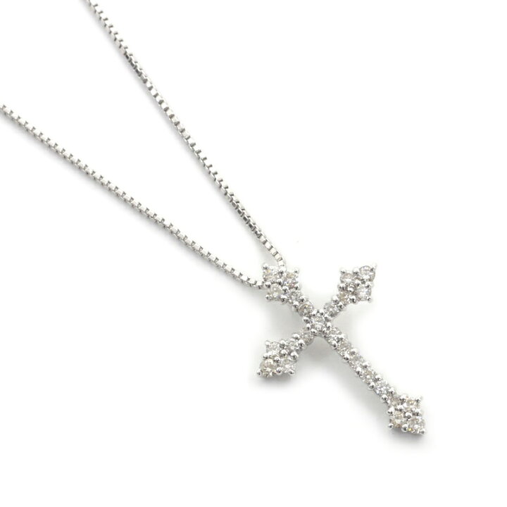 楽天市場】【中古】ダイヤモンドクロスネックレス K18WG ホワイト 