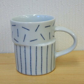 【砥部焼】呉須象嵌マグカップ（乱線×縦じま）　カップ　陶器【陶彩窯】