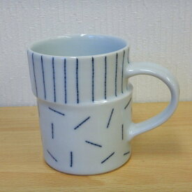 【砥部焼】呉須象嵌マグカップ（縦じま×乱線）　カップ　陶器【陶彩窯】