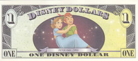 ディズニーダラーフック船長&ピーターパン1ドル紙幣2013年未使用