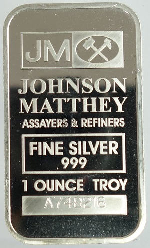 オーストラリア　ジョンソンマッセイ社　JOHNSON MATTHEY シルバーバー 1オンス純銀インゴット | 紅林コイン