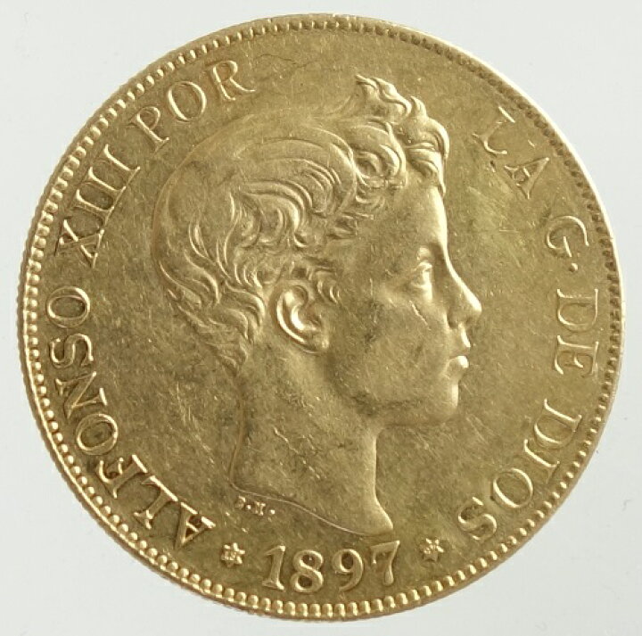 楽天市場】スペイン スペイン王アルフォンソ13世 100ペセタ金貨 1897年 
