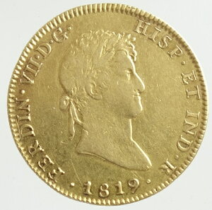 メキシコ　8エスクード金貨　1819年