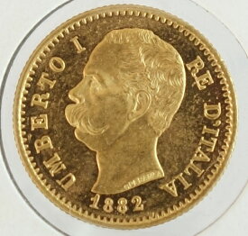 イタリア　ウンベルト1世　20リラ金貨　プルーフライク　1882年　極美品