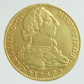 スペイン　スペイン王カルロス3世　4エスクード金貨　1787年M‐DV　極美品